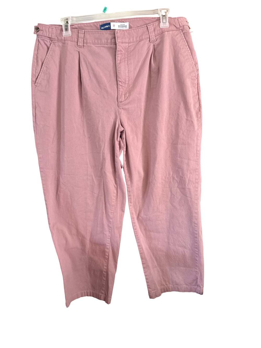 Old Navy High-Rise Boyfriend Adjustable Waist Pink Pants Size 18 Tall